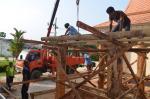 เตรียมการก่อสร้างศาลา ด้านหน้าอาคารสำนักงาน